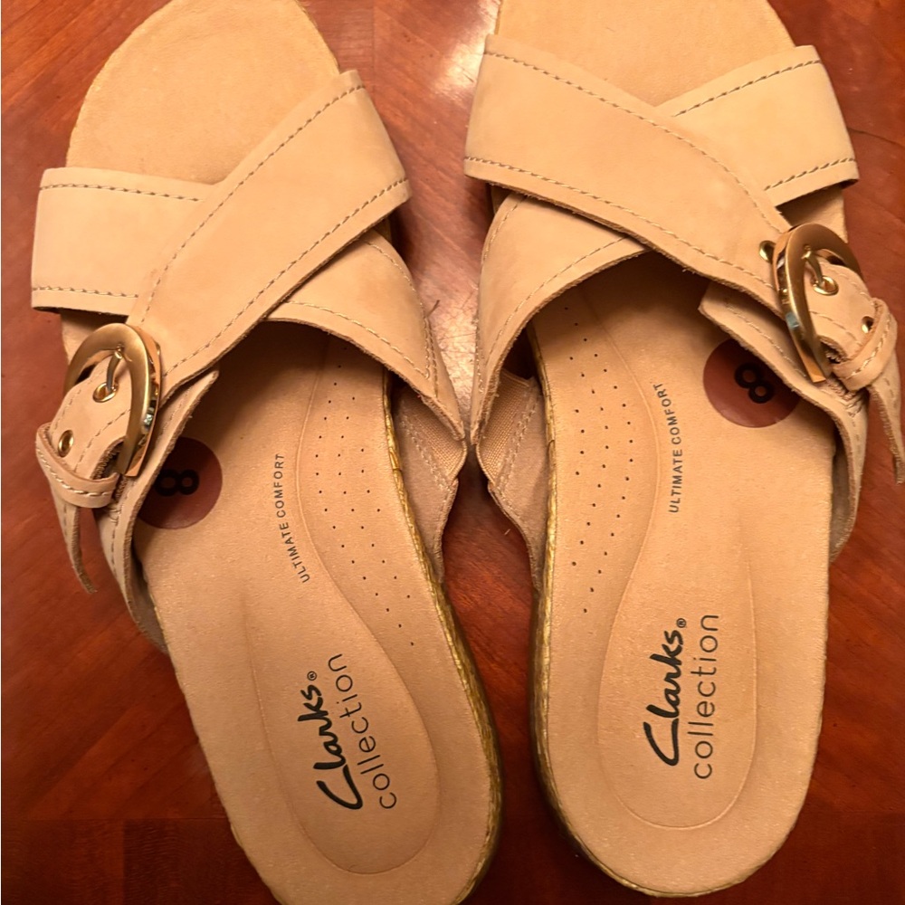 Clarks Women's Beige Buckle Sandals